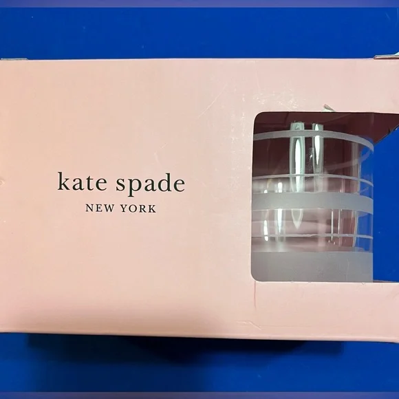 Kate Spade Hampton Street Etched Striped Whiskey Glasses Set of 2 NIB 12oz - Picture 1 of 8